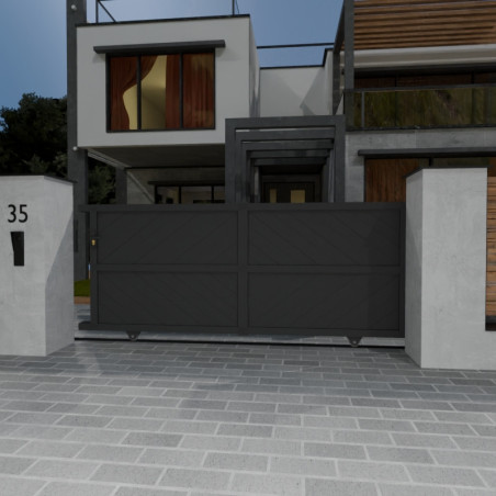 Portal Madrid Standard Sliding Aluminum Grey com motorização TITAN SLIDE GRATUITA