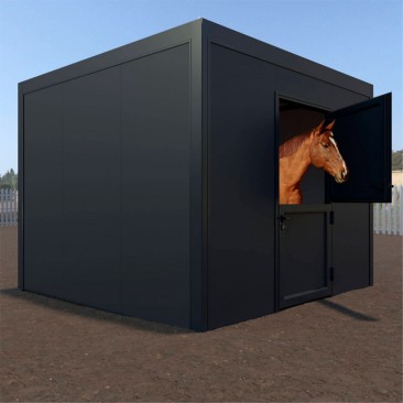 Box de cavalo telhado plano