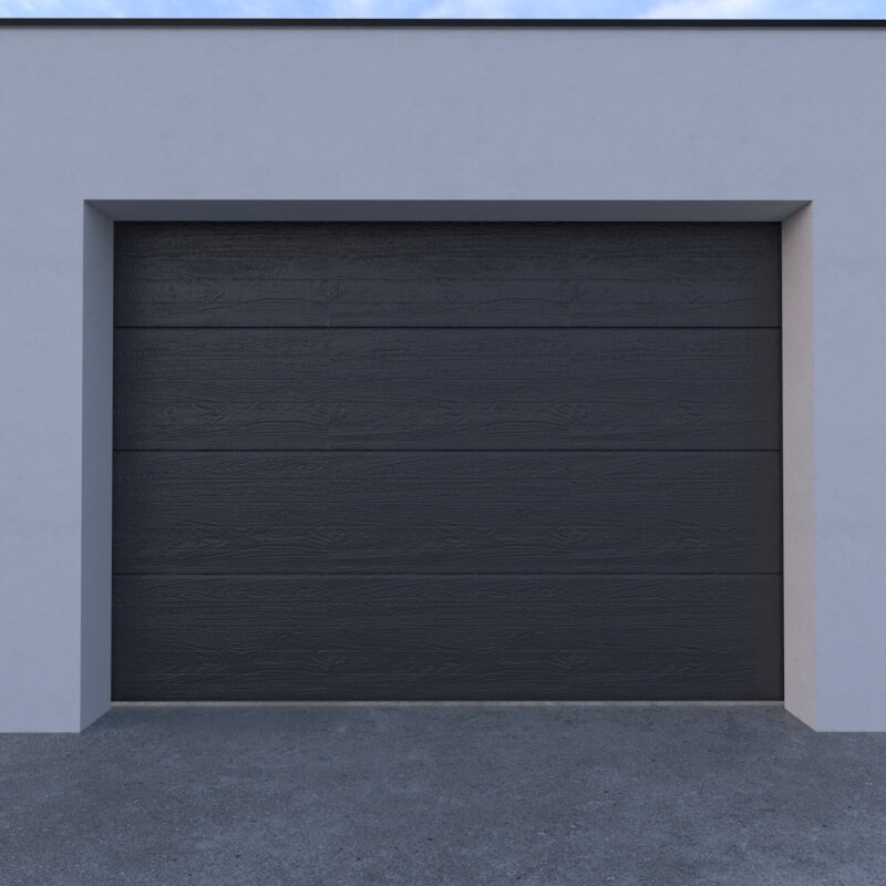 Porta de garagem transversal canelada cinza padrão  com mola de torção
