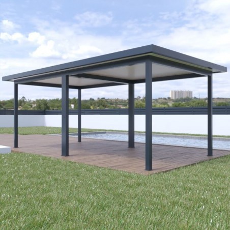 Pérgola Alumínio Telhado Plano com Rebordo 7 x 4 m