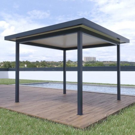 Pérgola Alumínio Telhado Plano com Rebordo 4 x 4 m