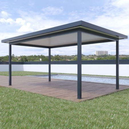 Pérgola Alumínio Telhado Plano com Rebordo 6 x 4 m