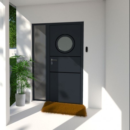 Porta de Entrada em Alumínio à Medida SALINA Terço Fixo Vidrado Todas as Cores