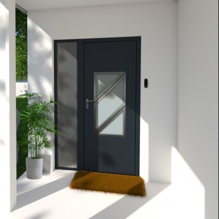 Porta de Entrada em Alumínio à Medida ZANTE ALUNOX 1 Terço Fixo Vidrado Todas as Cores