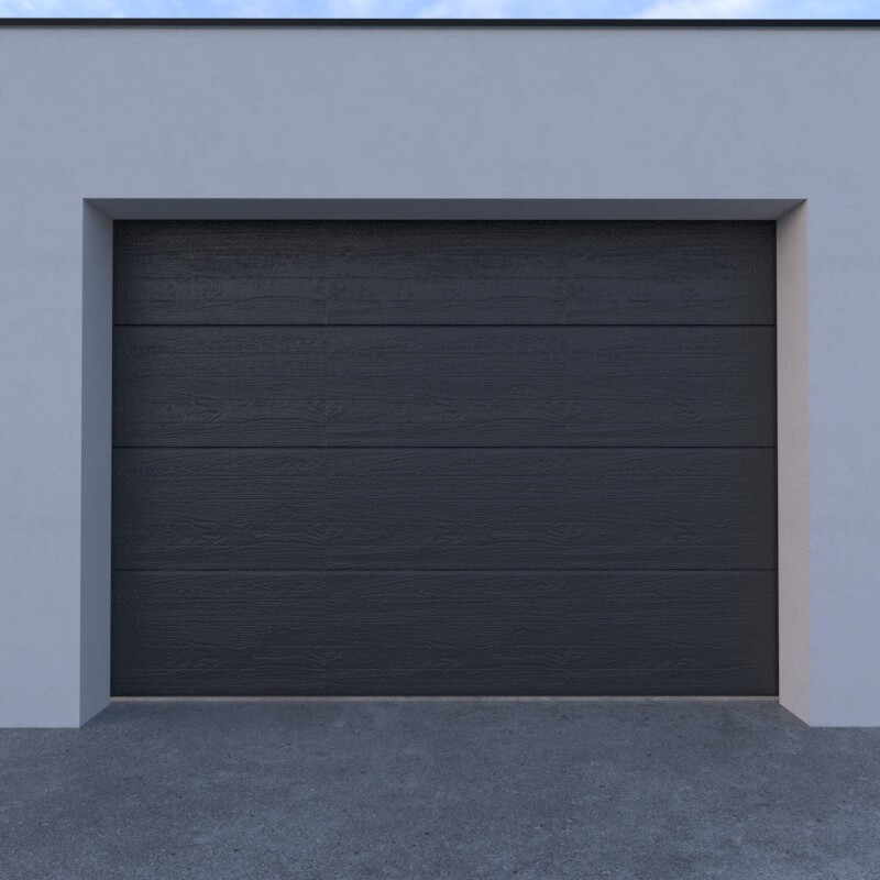 Porta de Garagem Seccionada Golfrado Reguado Cinzento Standard  com Mola de Tração