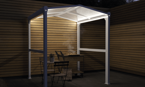 Illumination LED Abri Barbecue 2x2 m Toiture Polycarbonate