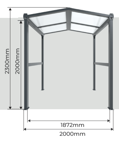 Largeur et Hauteur Abri Barbecue 2x2 m Toiture Polycarbonate 2 Pans