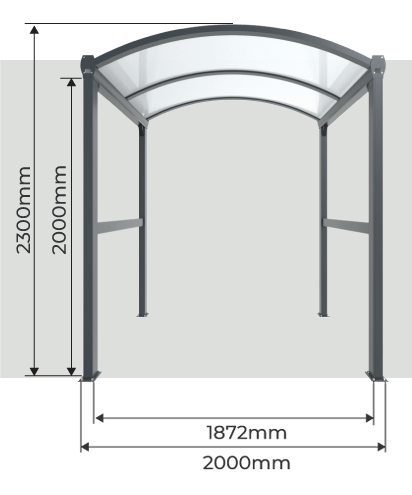 Largeur et Hauteur Abri Barbecue 2x2 m Toiture Polycarbonate Cintrée