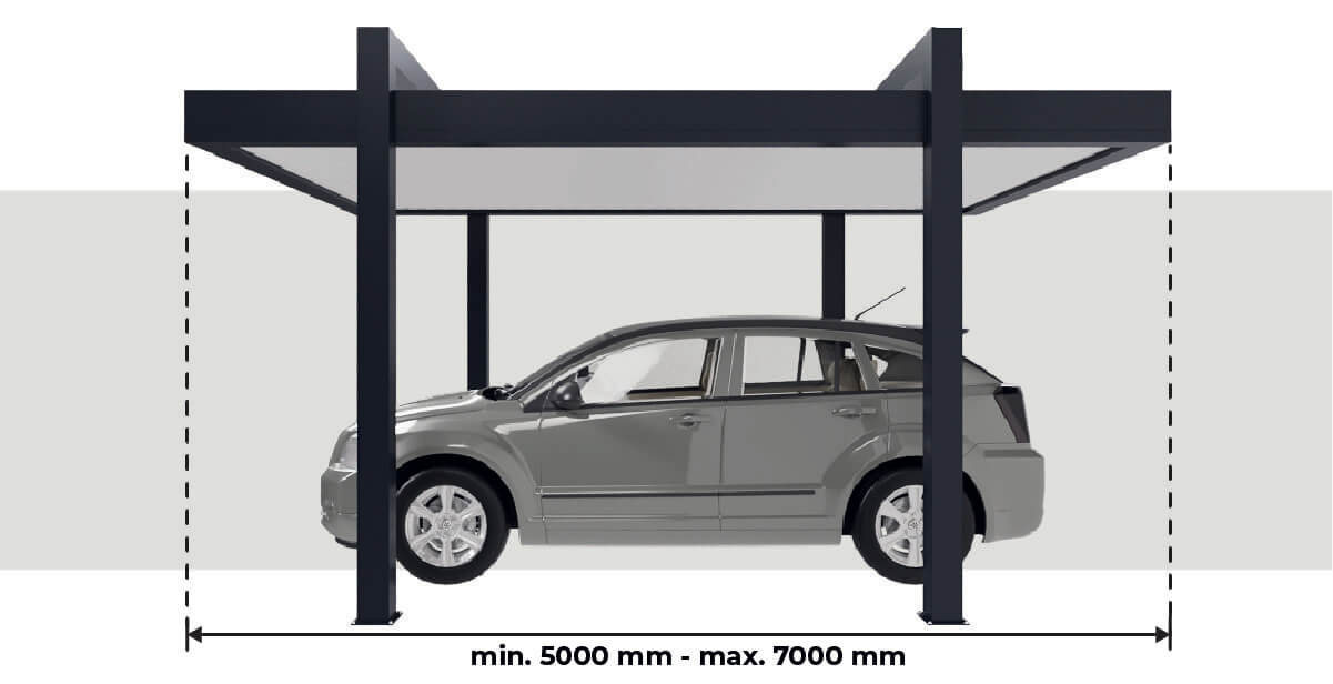 Comprimento Abrigo de Viatura Telhado Plano Autoportante Arche à Medida