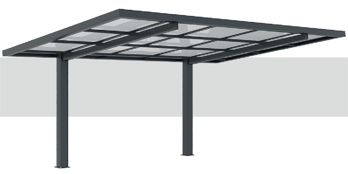 Fournitures Carport Aluminium Contemporain 2 Poteaux Sur Mesure