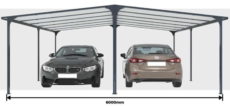 Largeur Carport Double Aluminium 6000x3000 mm