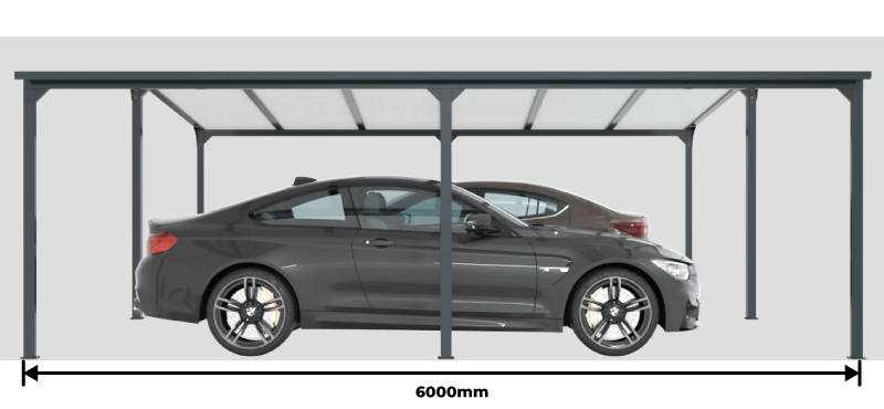 Longueur Carport Double Aluminium 6000x3000 mm