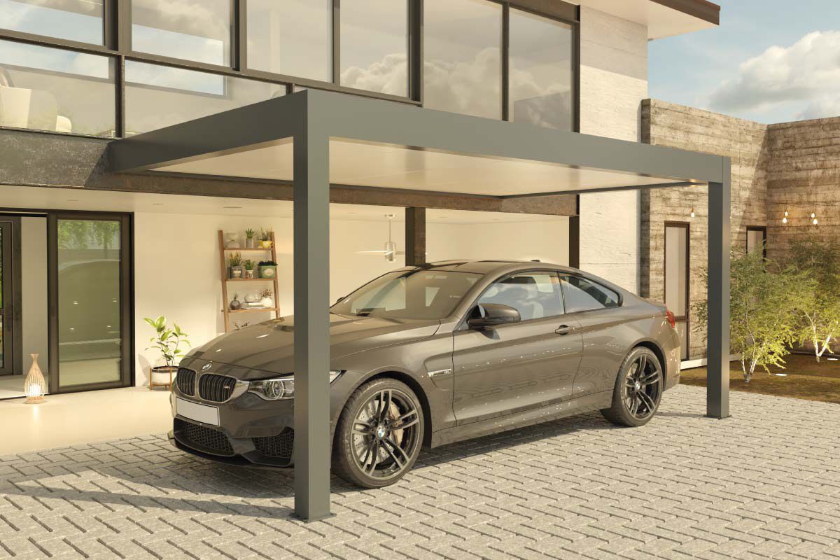Carport Toit Plat Adossé Sur Mesure