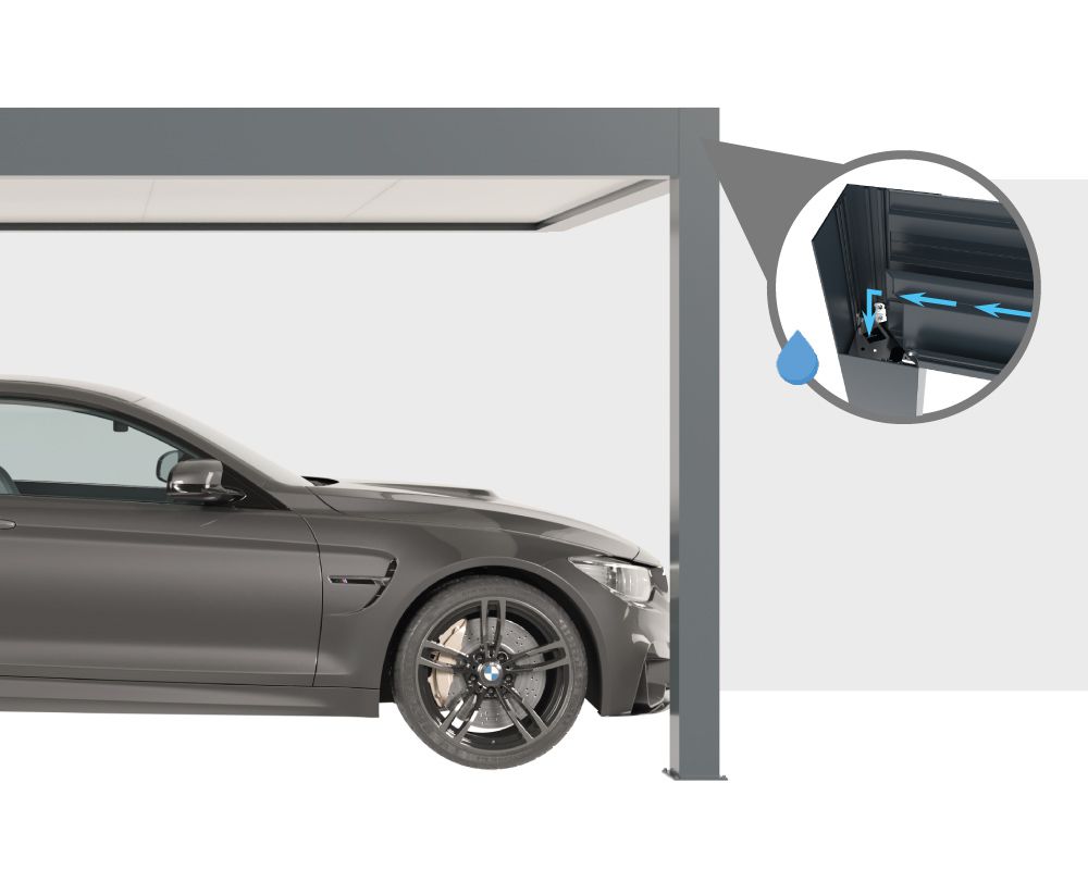 Évacuation de l'Eau Carport Toit Plat Adossé Sur Mesure