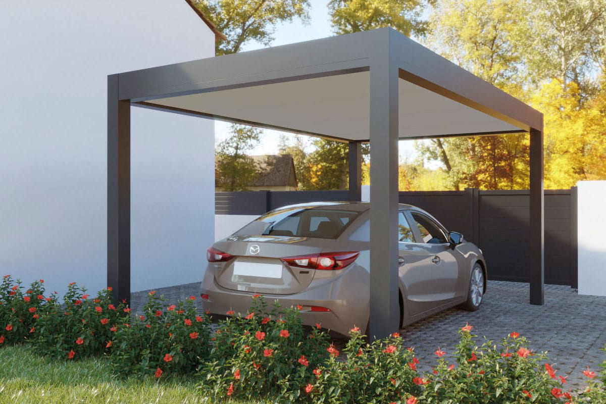 Carport Toit Plat Autoporté Sur Mesure