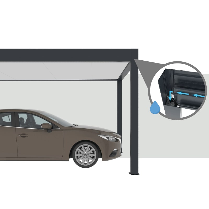Évacuation de l'Eau Carport Toit Plat Autoporté Sur Mesure
