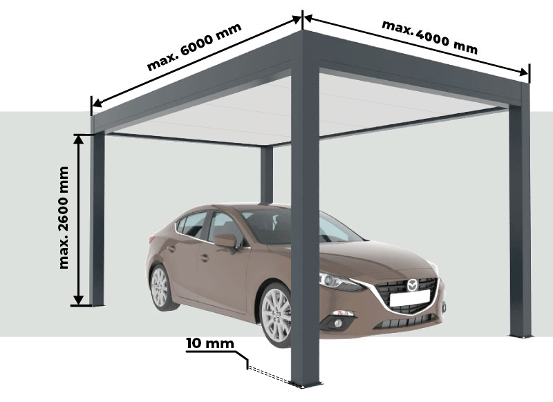 Mesures Carport Toit Plat Autoporté Sur Mesure