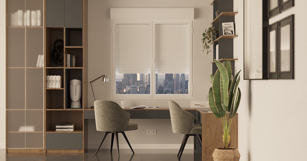  Janela PVC 2 Folhas à Medida com Estore