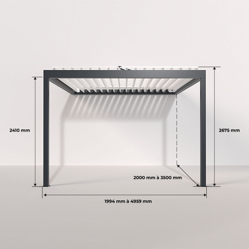 Dimensions Pergola Bioclimatique Easy Adossée