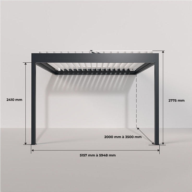 Dimensions Pergola Bioclimatique Easy Adossée Renforcée