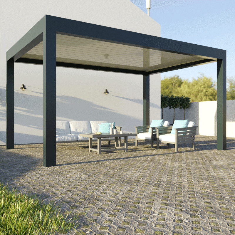 Ouverture et Fermeture Pergola Bioclimatique Grandlux Autoportée Standard