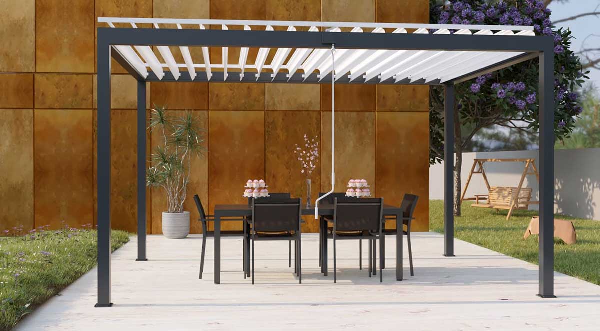 Pergola Bioclimatique Starter autoportante com manivela
