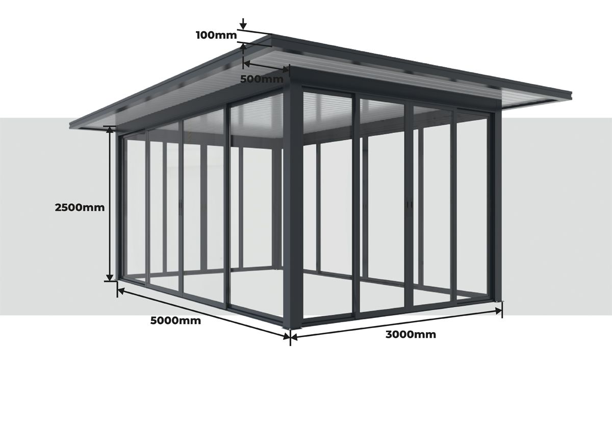 Medidas Pergolanda Telhado Plano com Rebordo 6000 x 4000 mm