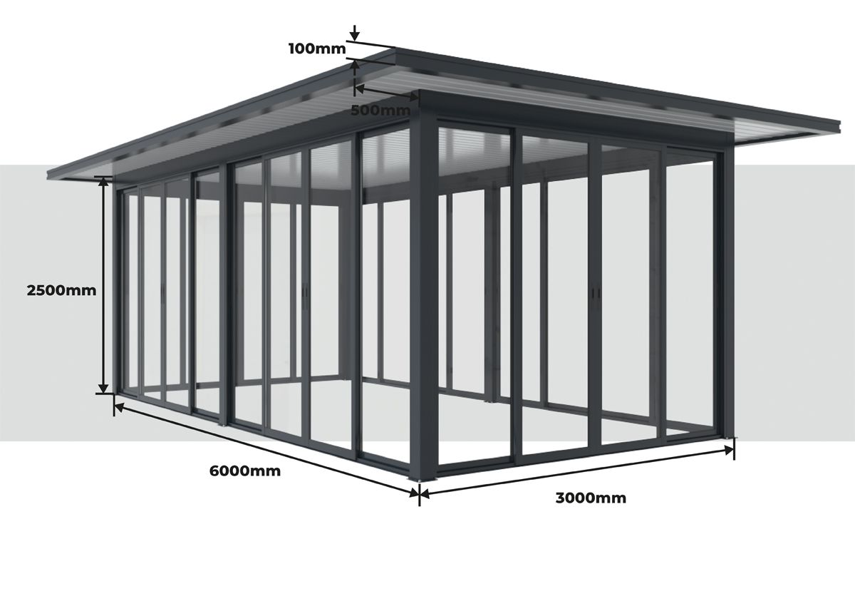 Medidas Pergolanda Telhado Plano com Rebordo 7000 x 4000 mm