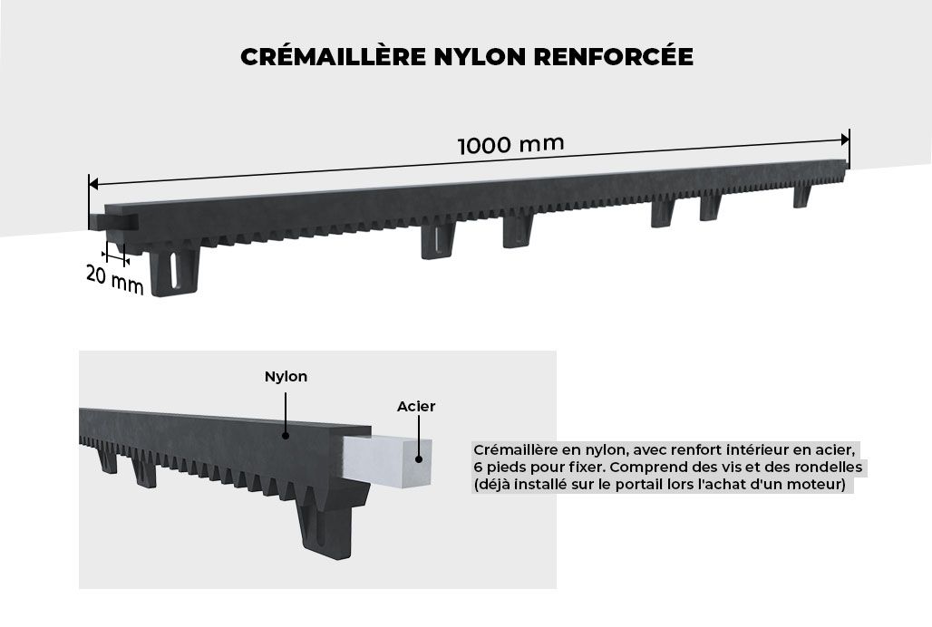 Cremalheira de nylon