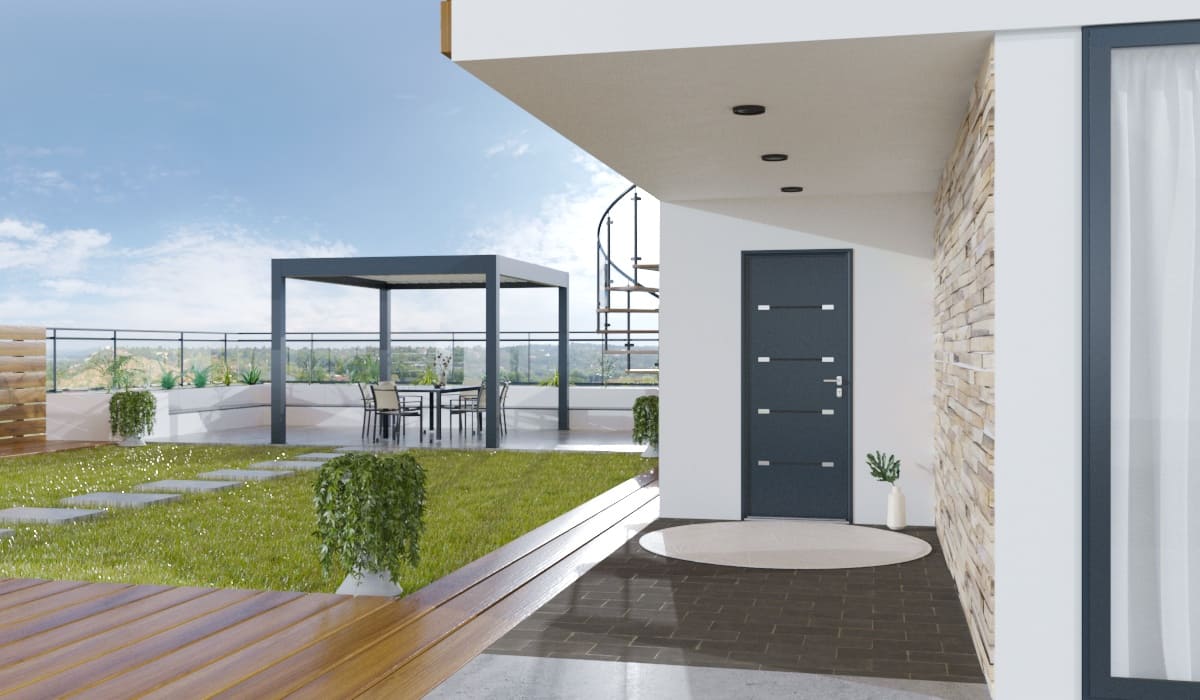 Porte d'Entrée en Aluminium Sur Mesure Leucade Alunox - Image 3