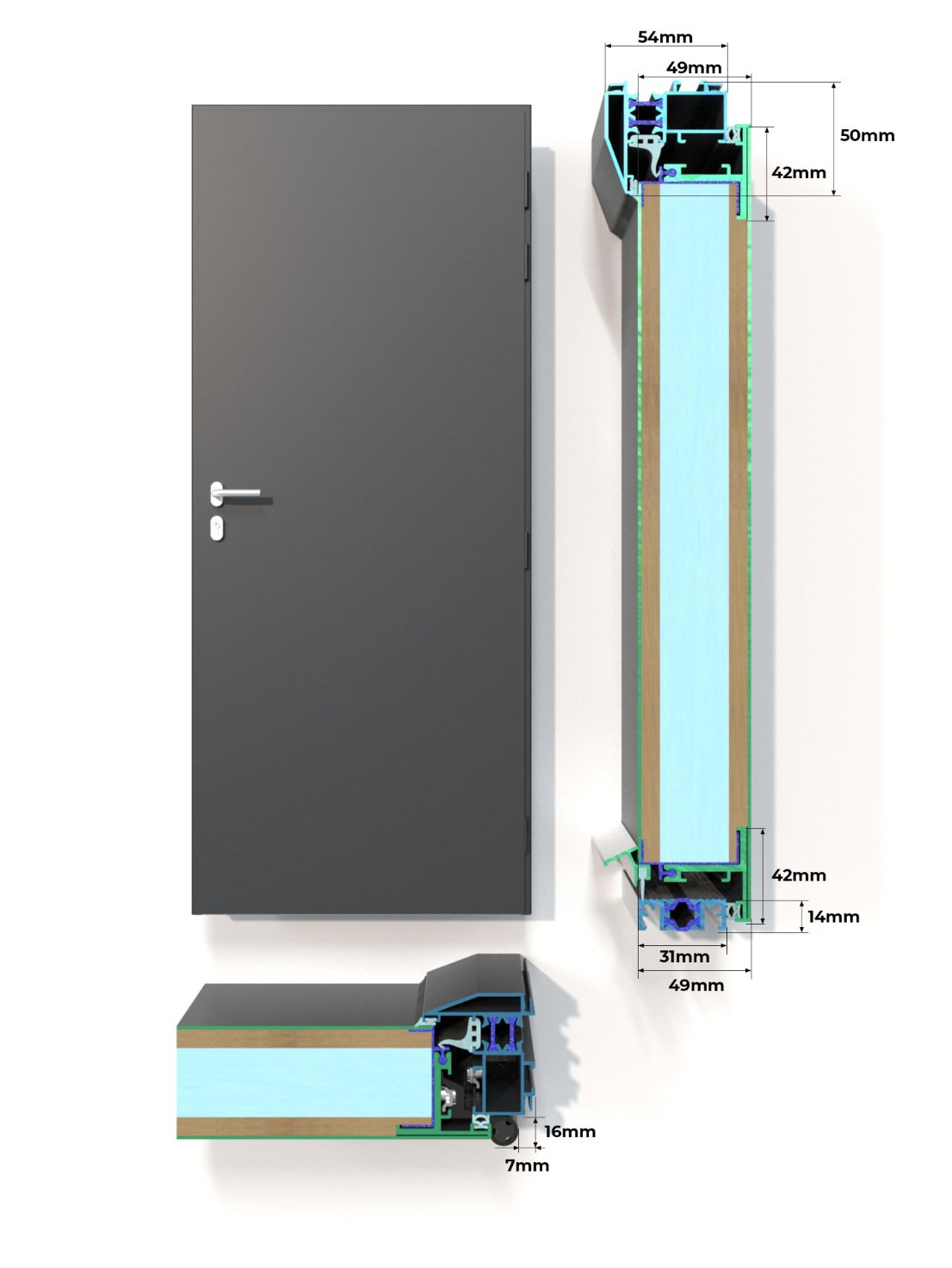 Descriptif Porte Monobloc 50 mm