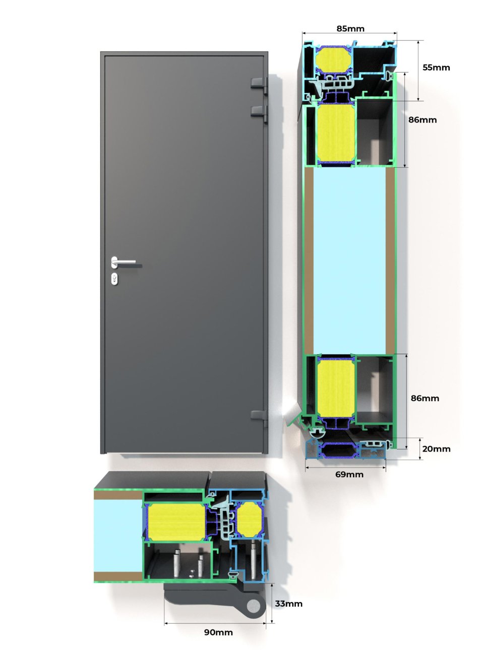 Descriptif Porte Monobloc 85 mm