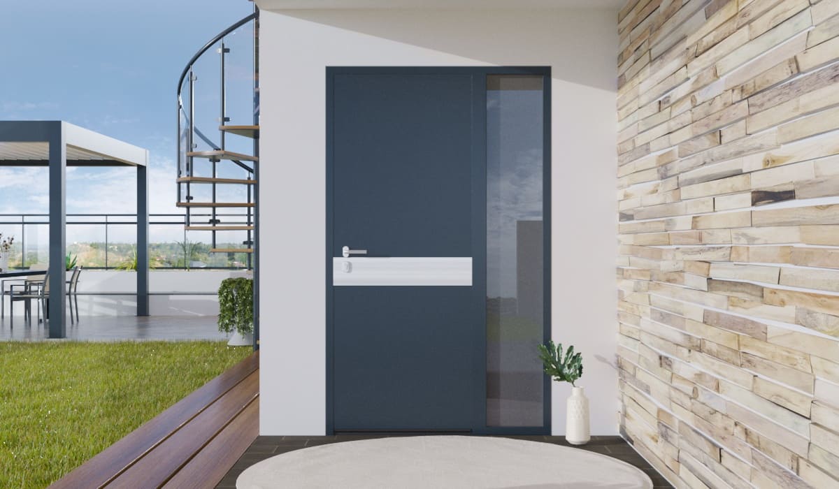 Porte d'Entrée en Aluminium Sur Mesure Açores Alunox Tierce Fixe Vitree - Image 2