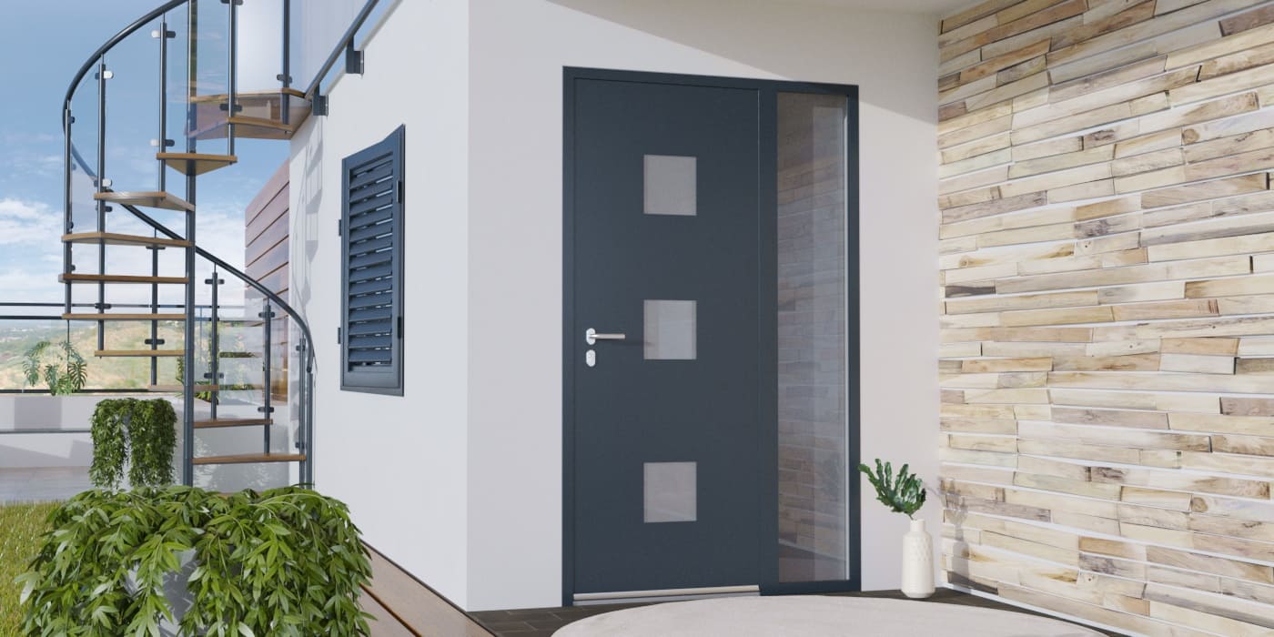 Porte d'Entrée en Aluminium Sur Mesure Andros Tierce Fixe Vitree - Image 1