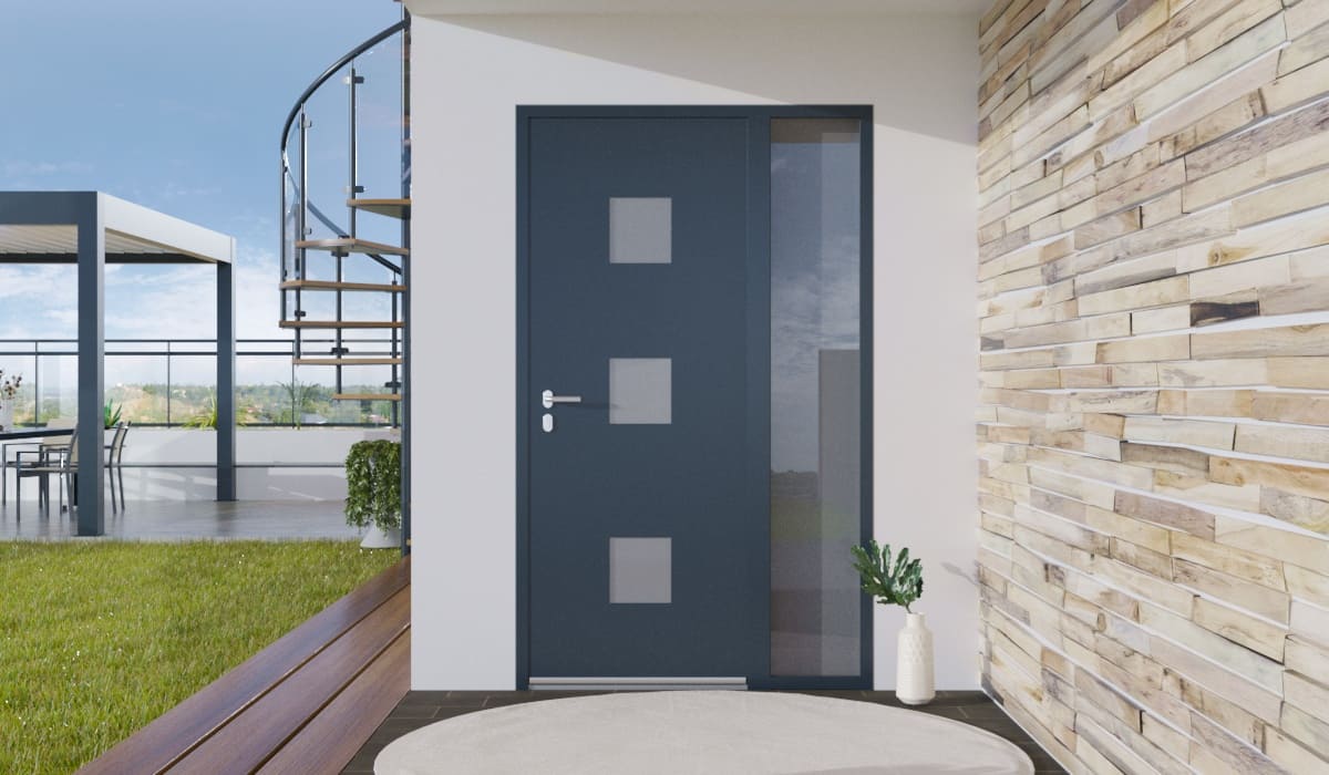 Porte d'Entrée en Aluminium Sur Mesure Andros Tierce Fixe Vitree - Image 2