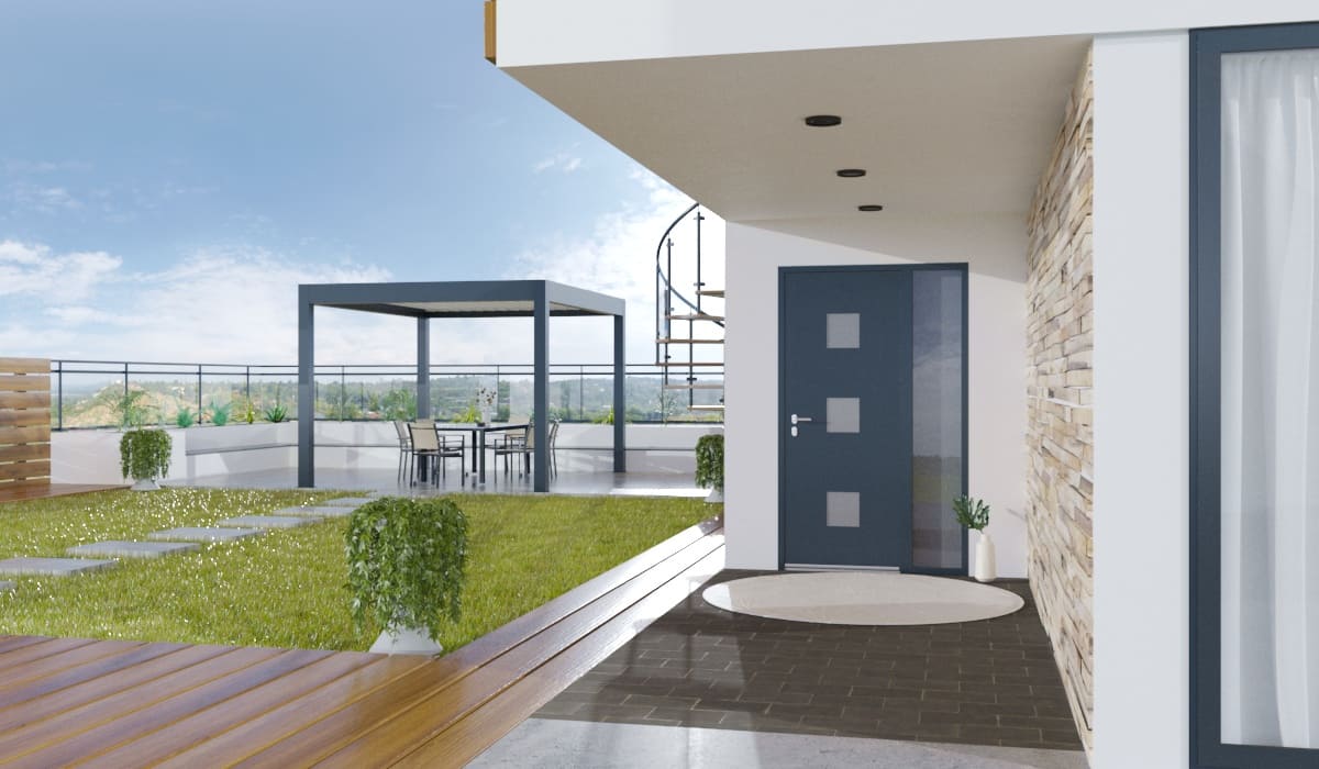 Porte d'Entrée en Aluminium Sur Mesure Andros Tierce Fixe Vitree - Image 3