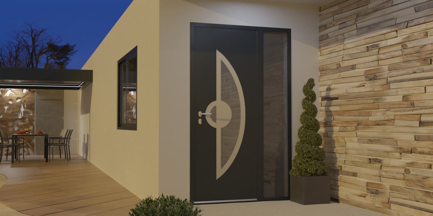 Porte d'Entrée en Aluminium Sur Mesure Asinara Alunox Tierce Fixe Vitree - Image 1
