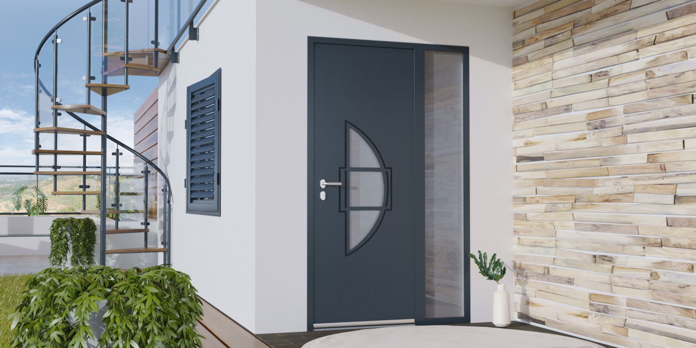 Porte d'Entrée en Aluminium Sur Mesure Cabrera Tierce Fixe Vitree - Image 1