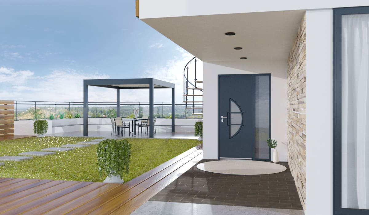 Porte d'Entrée en Aluminium Sur Mesure Cabrera Tierce Fixe Vitree - Image 3