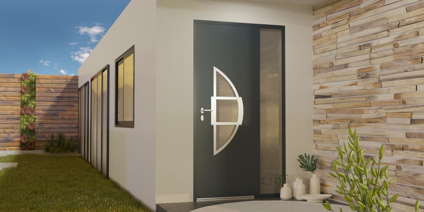 Porte d'Entrée en Aluminium Sur Mesure Cabrera Alunox Tierce Fixe Vitree - Image 1