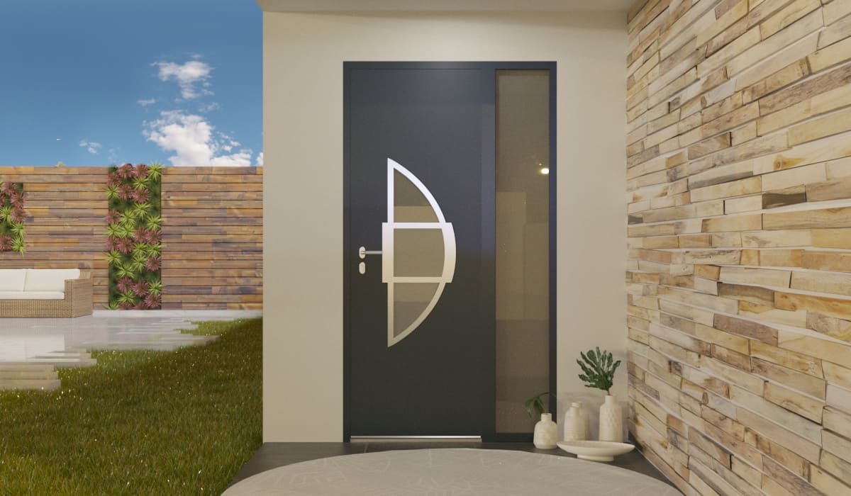 Porte d'Entrée en Aluminium Sur Mesure Cabrera Alunox Tierce Fixe Vitree - Image 2