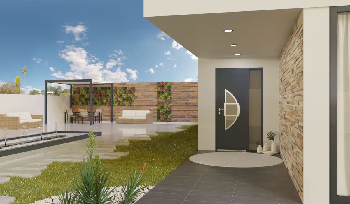 Porte d'Entrée en Aluminium Sur Mesure Cabrera Alunox Tierce Fixe Vitree - Image 3