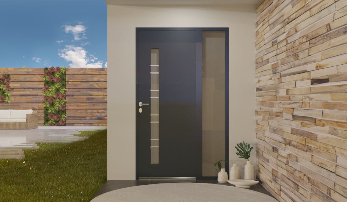 Porte d'Entrée en Aluminium Sur Mesure Capraia Tierce Fixe Vitree - Image 2