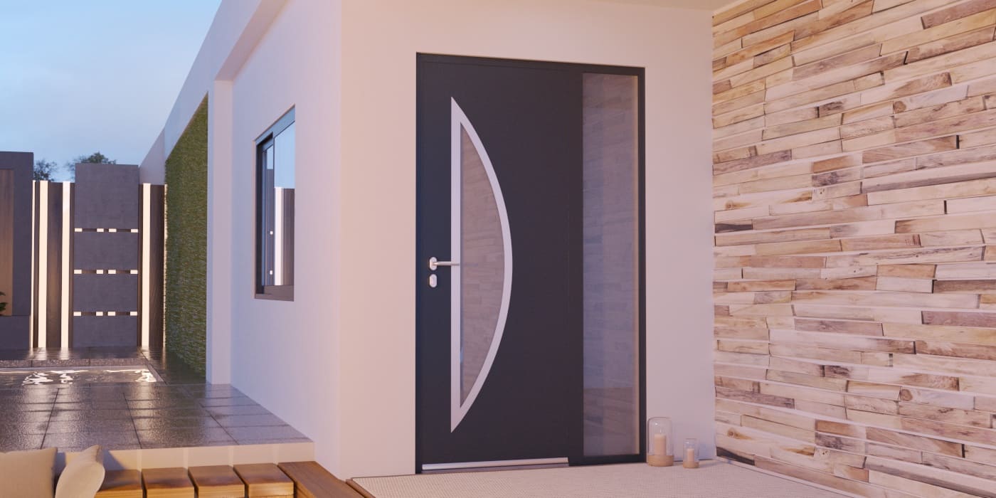 Porte d'Entrée en Aluminium Sur Mesure Corfou Alunox Tierce Fixe Vitree - Image 1
