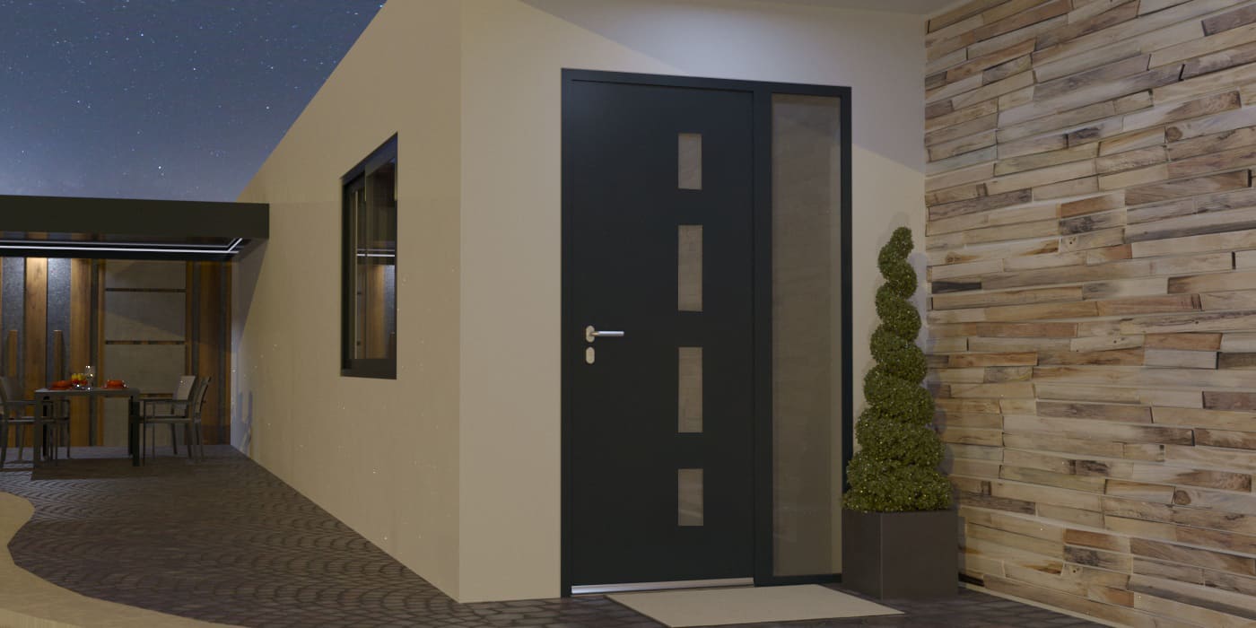 Porte d'Entrée en Aluminium Sur Mesure Corse Tierce Fixe Vitree - Image 1