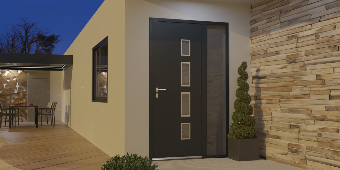 Porte d'Entrée en Aluminium Sur Mesure Corse Alunox Tierce Fixe Vitree - Image 1