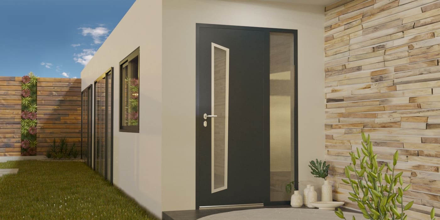 Porte d'Entrée en Aluminium Sur Mesure Dia Alunox Tierce Fixe Vitree - Image 1