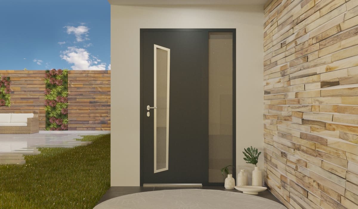 Porte d'Entrée en Aluminium Sur Mesure Dia Alunox Tierce Fixe Vitree - Image 2