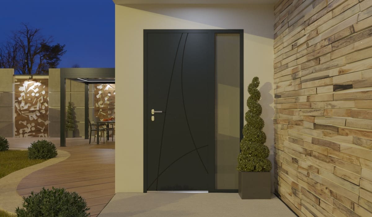 Porte d'Entrée en Aluminium Sur Mesure Ibiza Tierce Fixe Vitree - Image 2