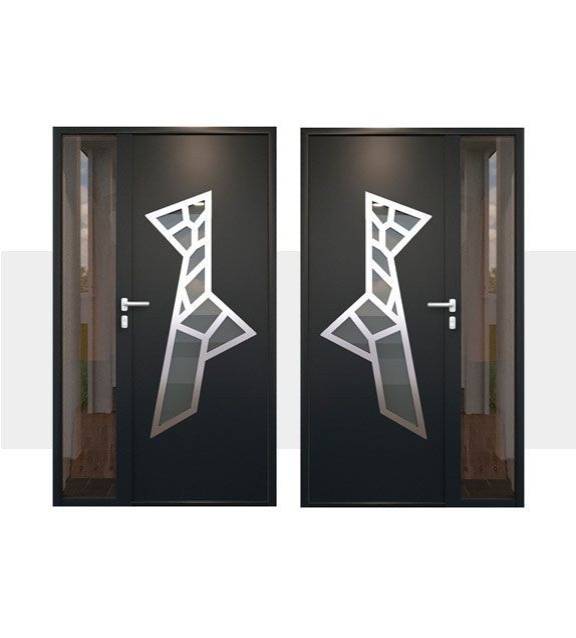 Decoração Porta de Entrada em Alumínio Kalamos Alunox com Vidro